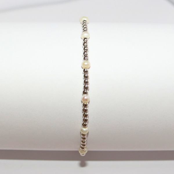 PULSERA PLATEADA PERLAS